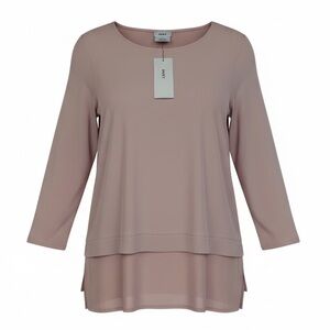 NWT DKNY Blush Pink Layered Blouse 3/4 Sleeve Size L